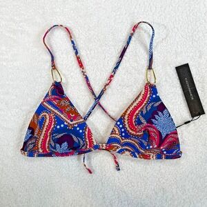 BCBG MAXAZRIA Adjustable Triangle‎ Bikini Top Womens Size 8 Swimwear NEW